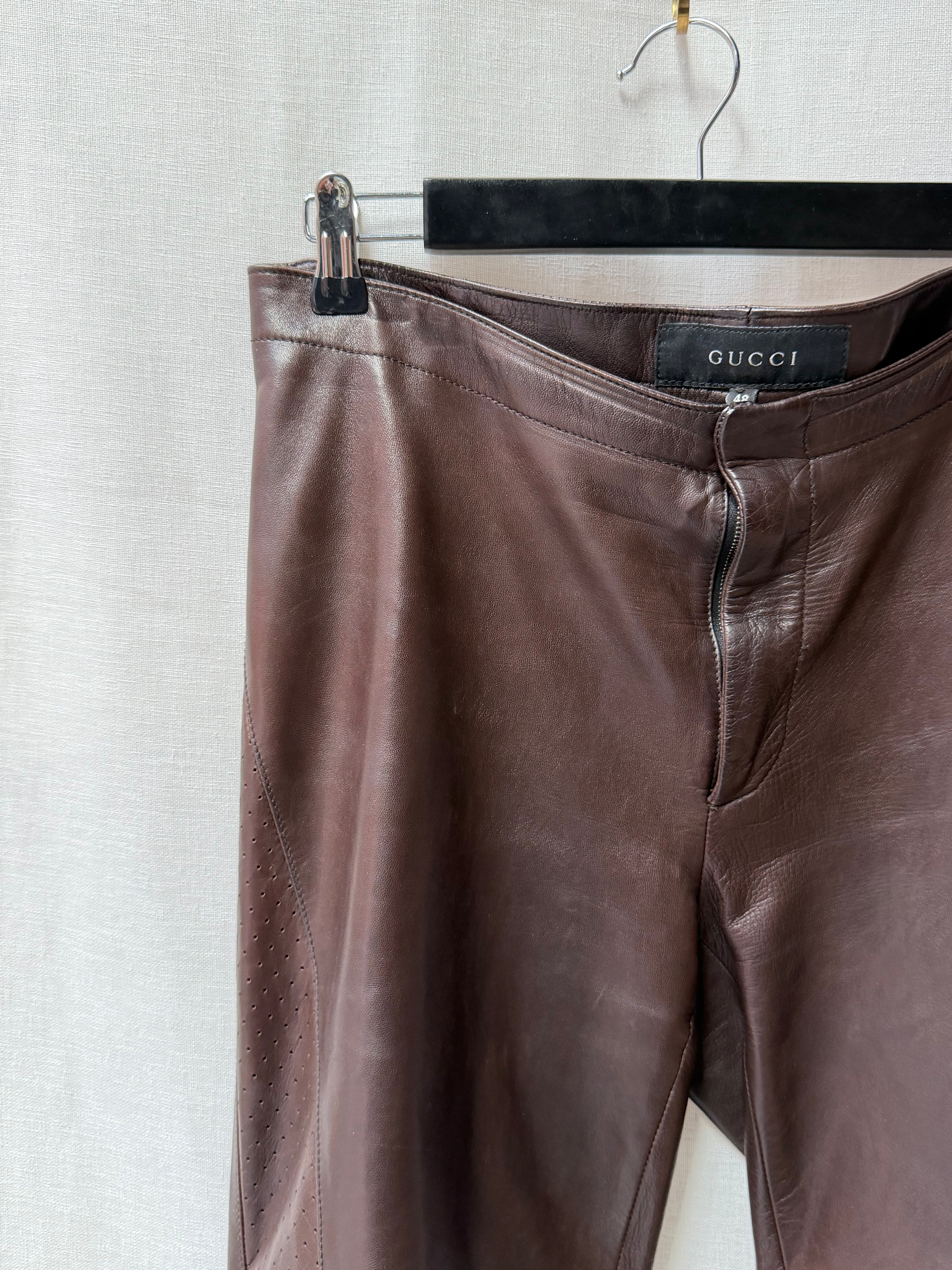 Gucci Runway Lamb Leather Biker Pants