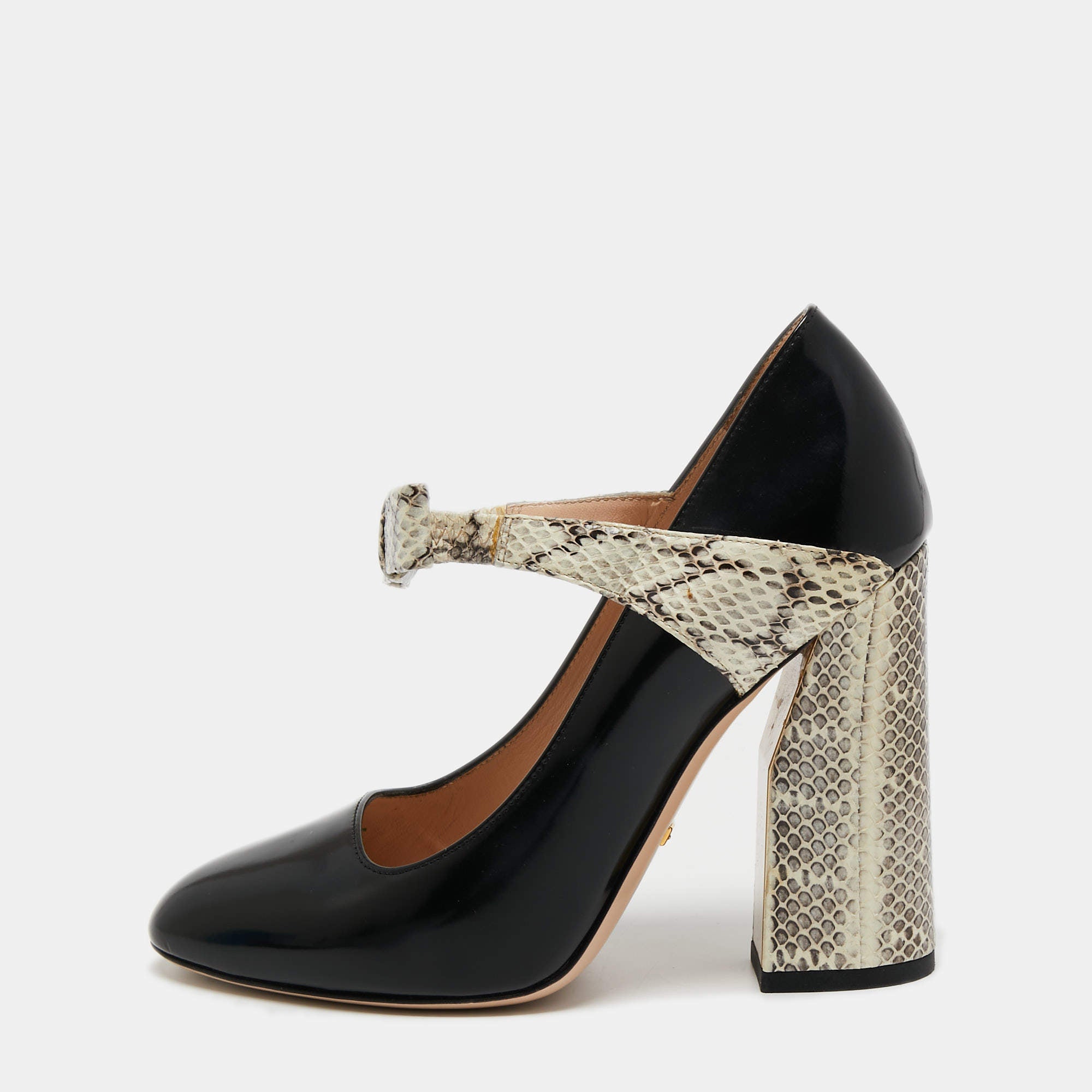 Gucci Nimue Python Bow Mary Jane Pumps