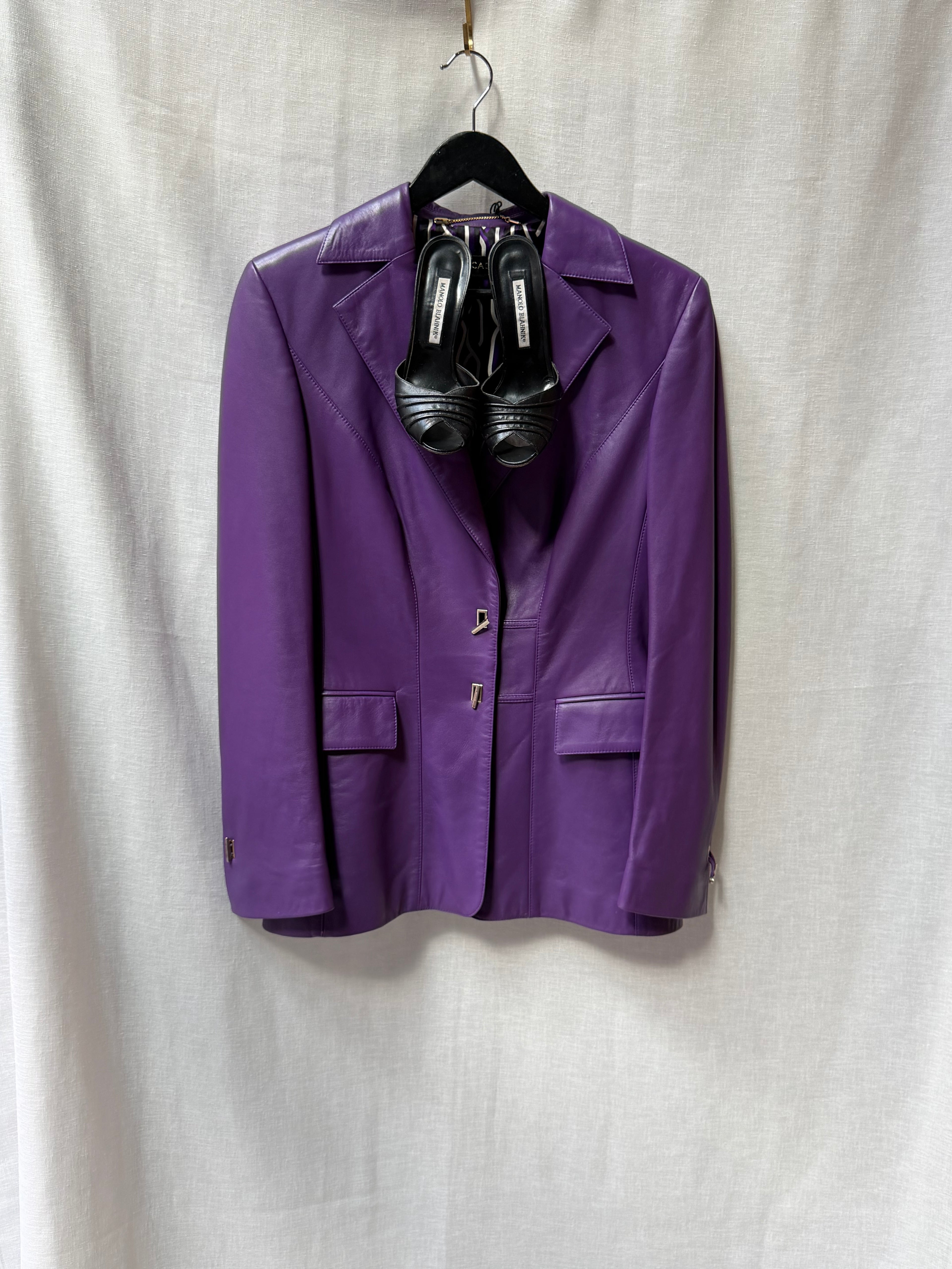 Vintage Escada Purple Leather Blazer Jacket
