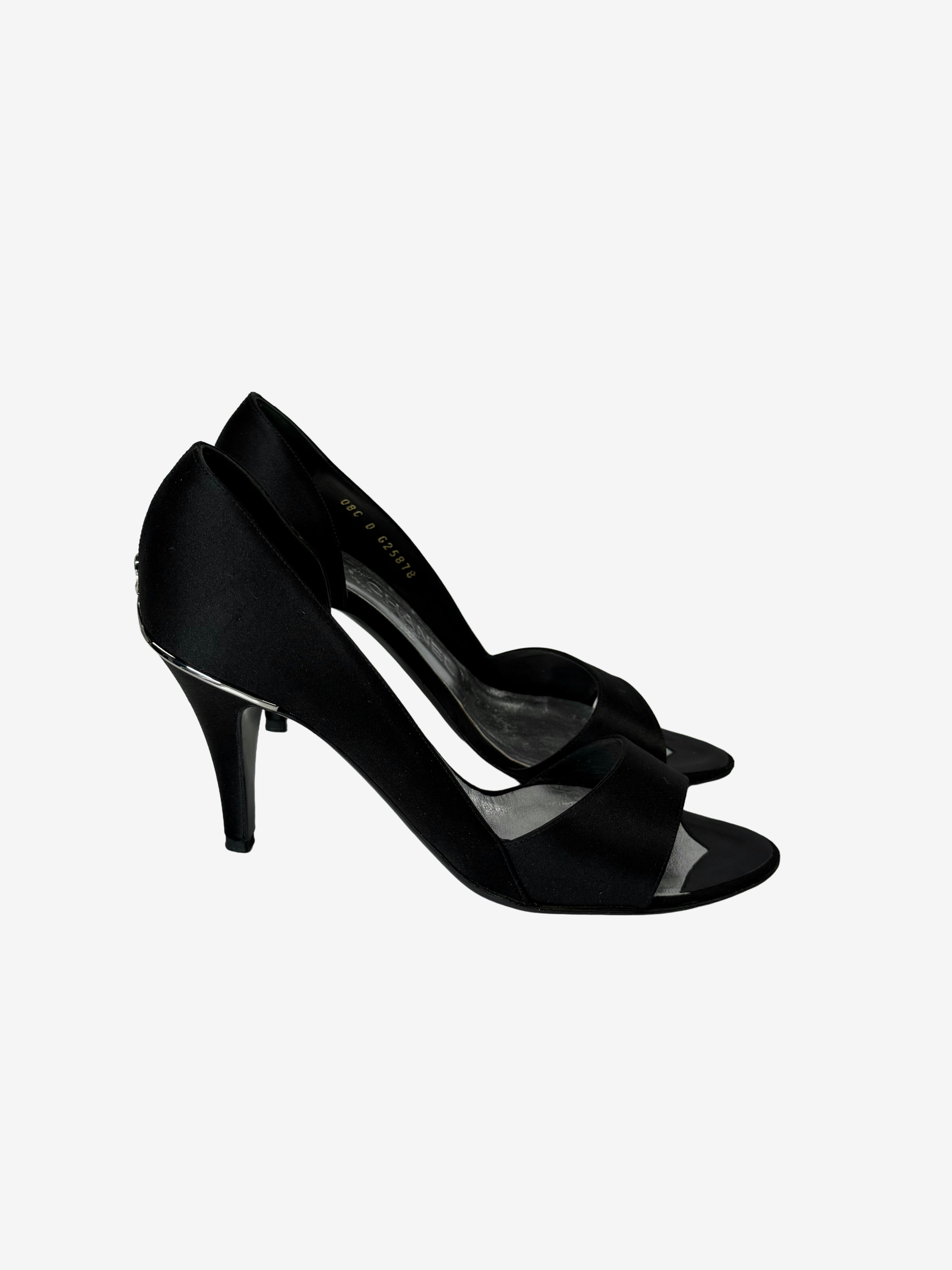 Chanel black satin heels