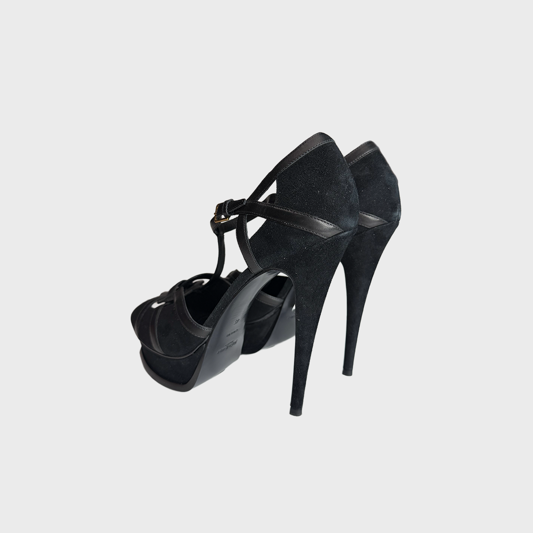 Yves Saint Laurent black Tribute platform heels