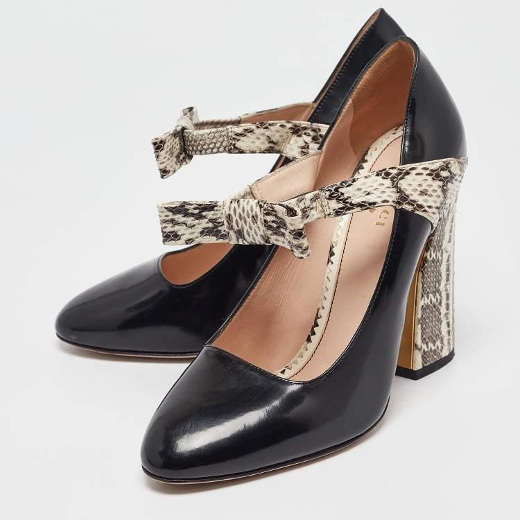 Gucci Nimue Python Bow Mary Jane Pumps