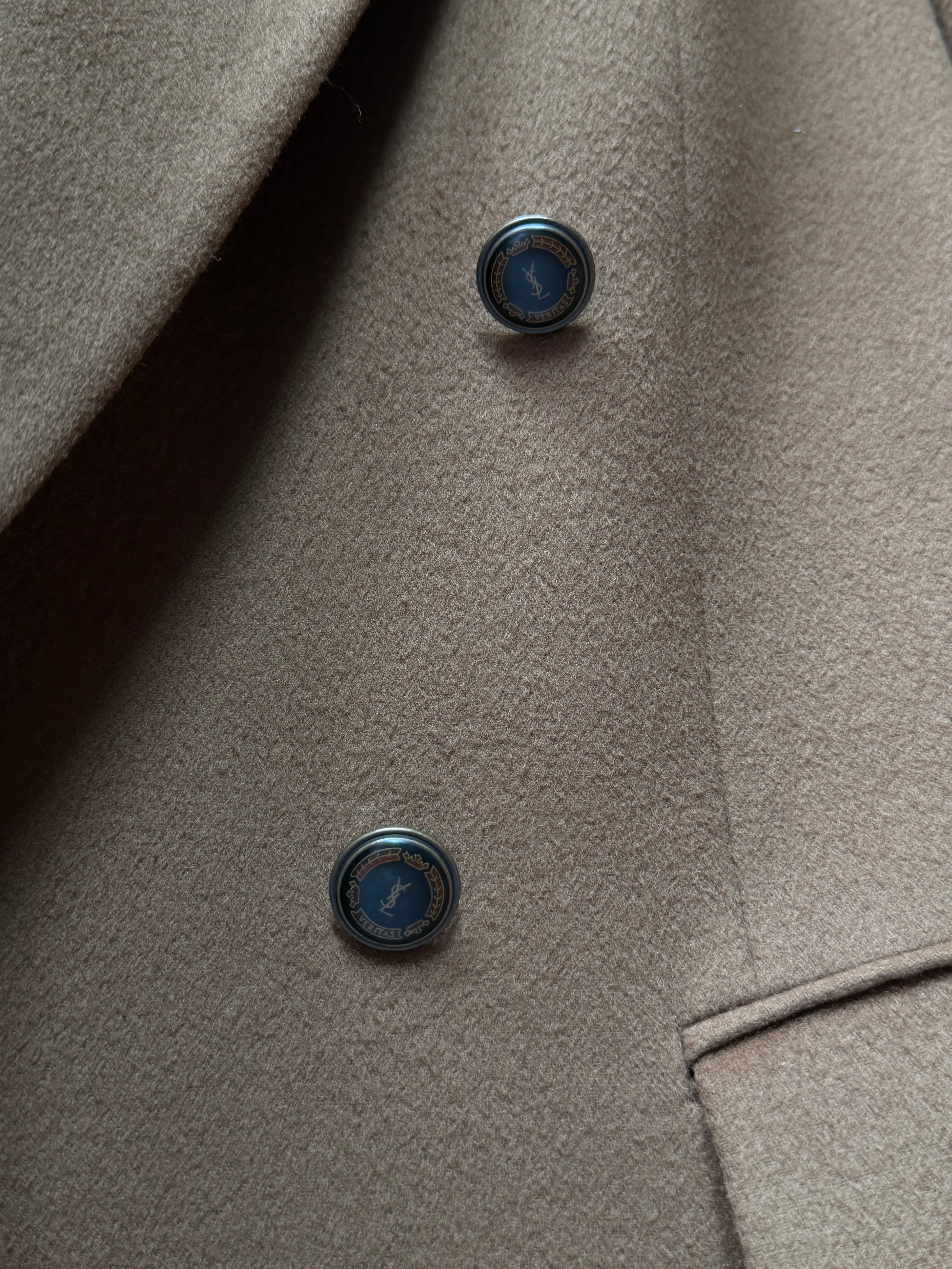 Vintage Yves Saint Laurent Double-Breasted Wool Blazer (Camel)