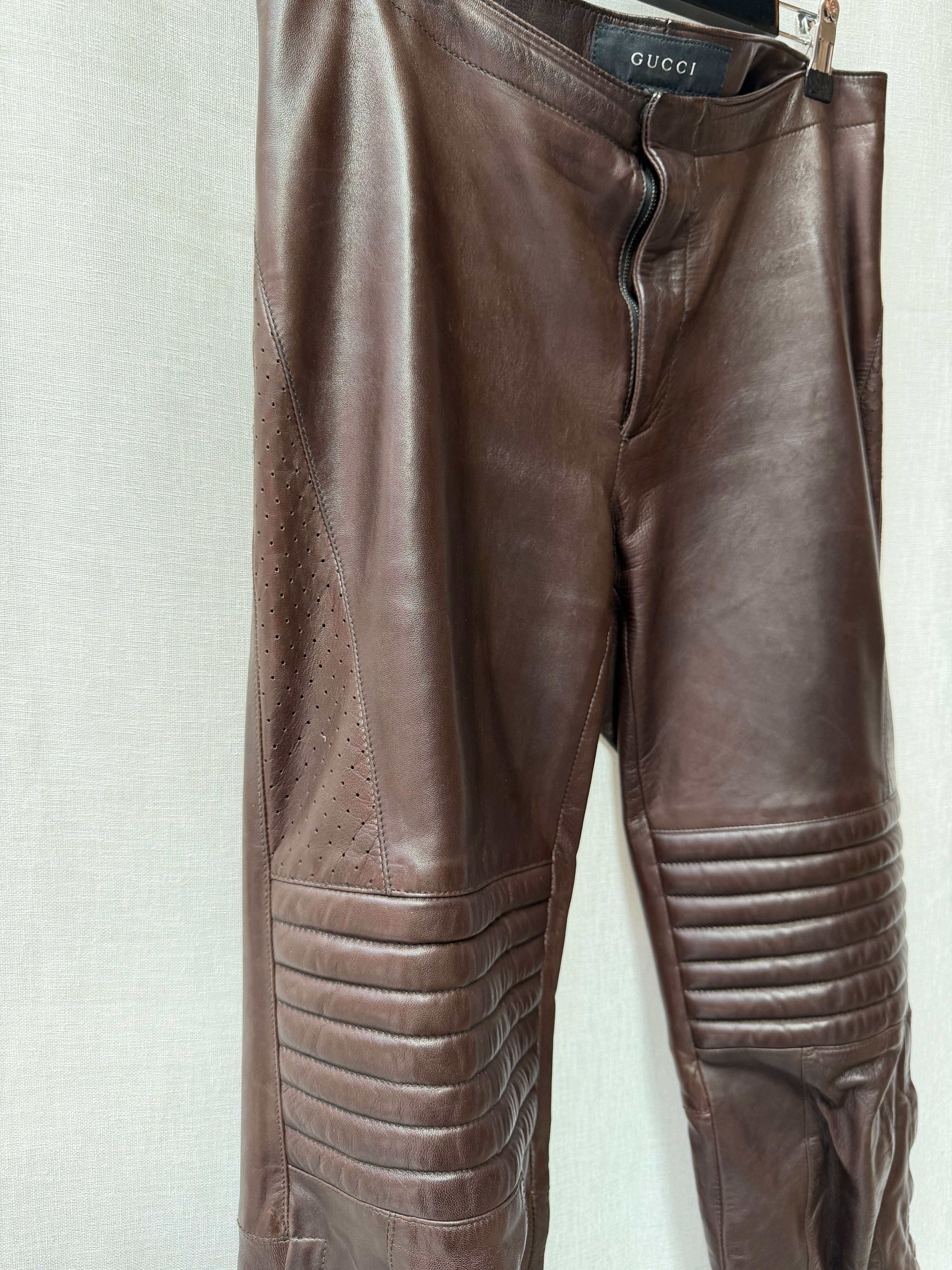 Gucci Runway Lamb Leather Biker Pants
