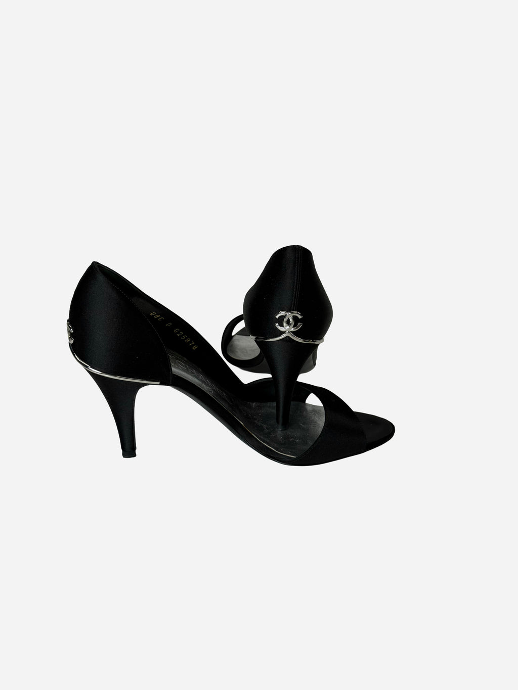 Chanel black satin heels