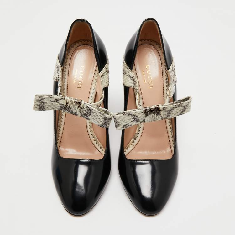 Gucci Nimue Python Bow Mary Jane Pumps