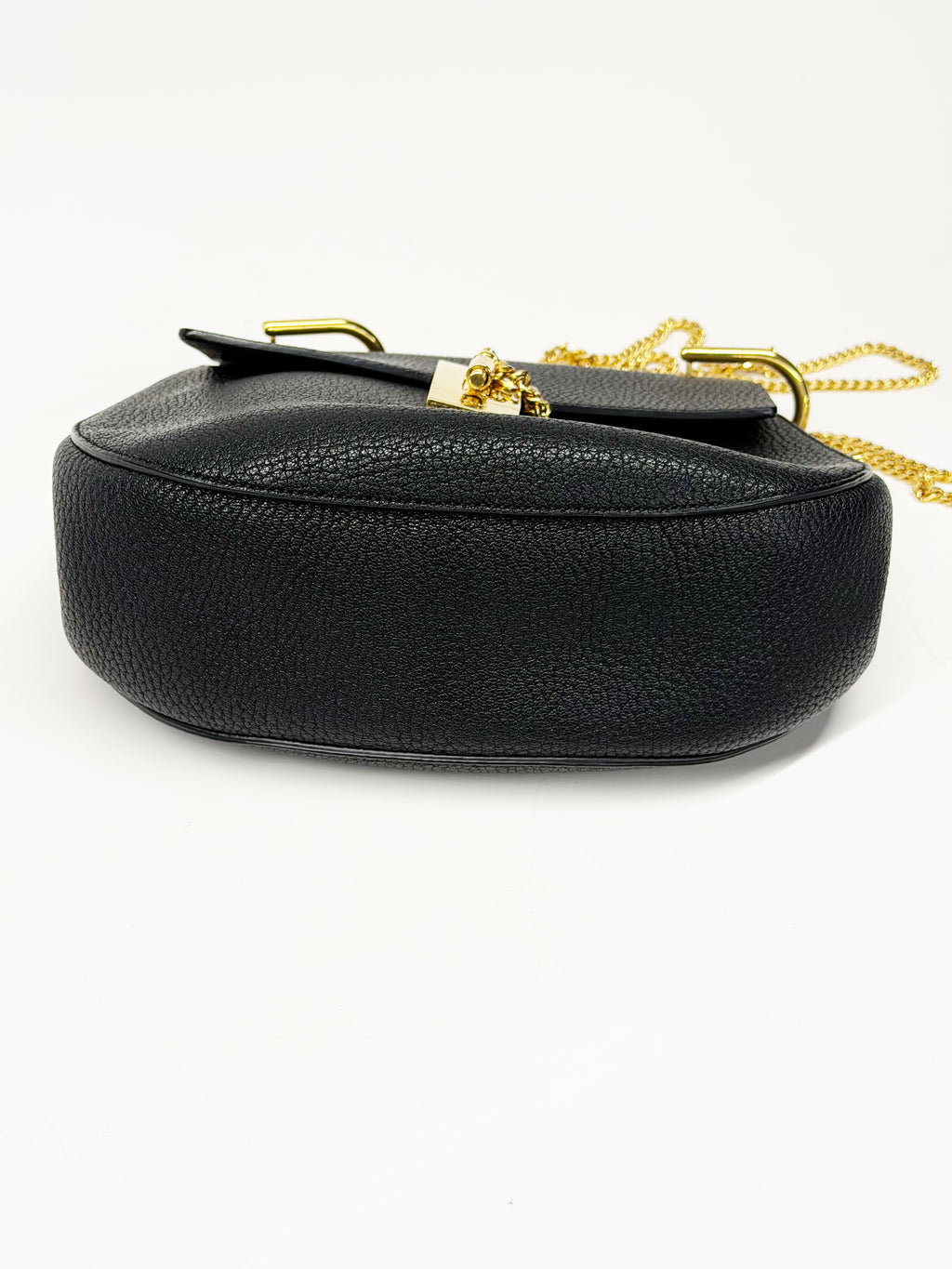 Chloé Drew Black Grained Leather Chain Shoulder Bag Gold Hardware 2015