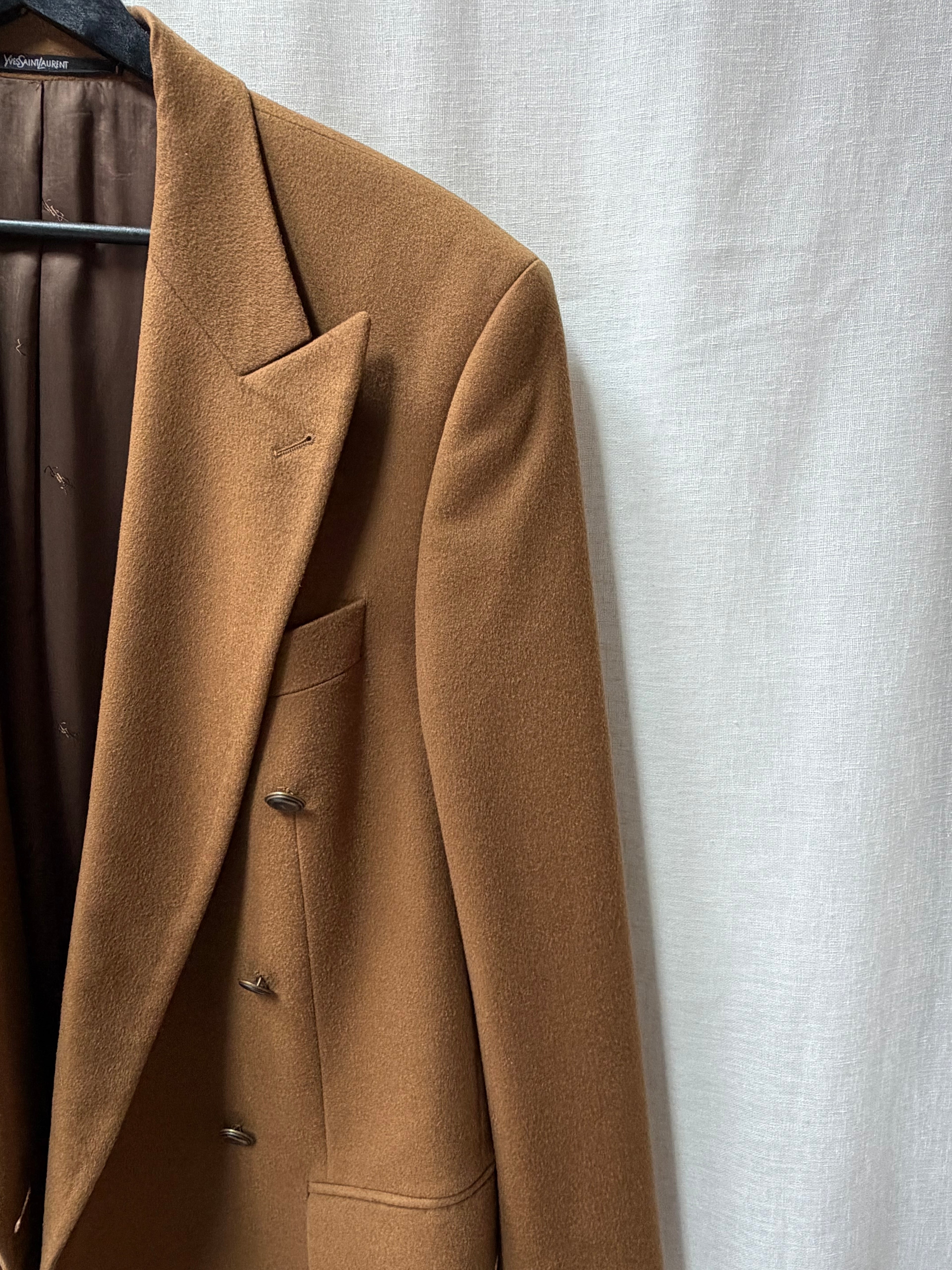 Vintage Yves Saint Laurent Double-Breasted Wool Blazer (Camel)