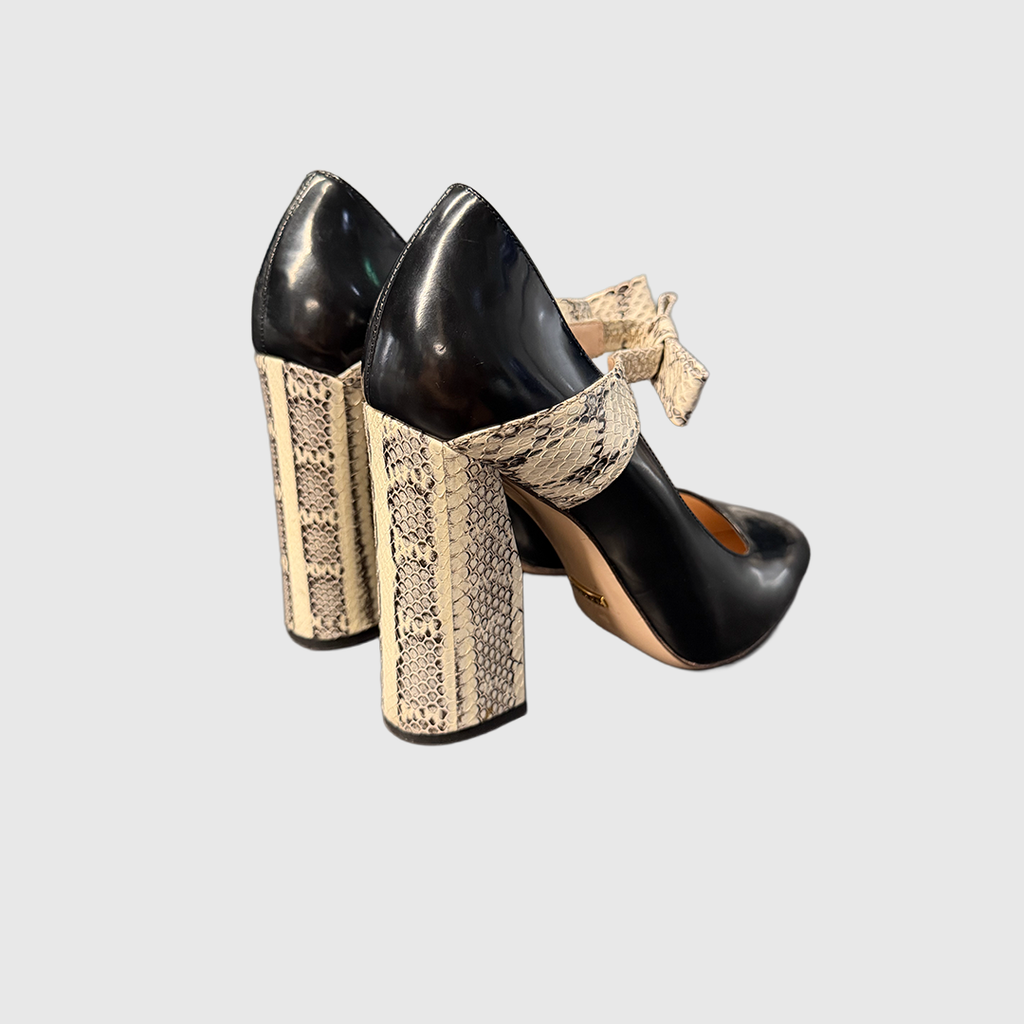Gucci Nimue Python Bow Mary Jane Pumps
