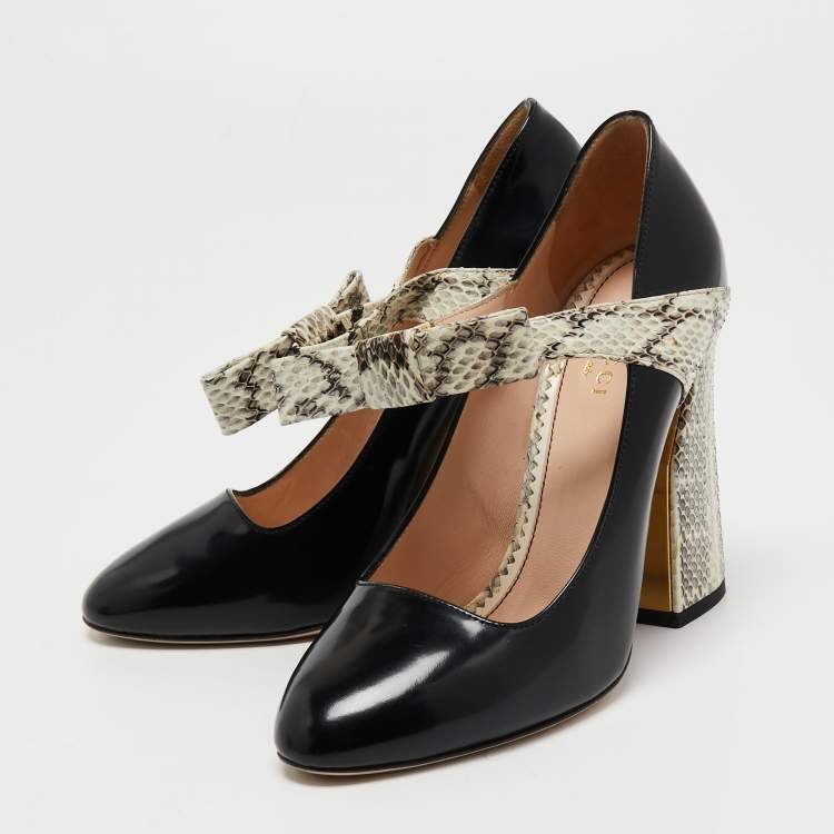 Gucci Nimue Python Bow Mary Jane Pumps