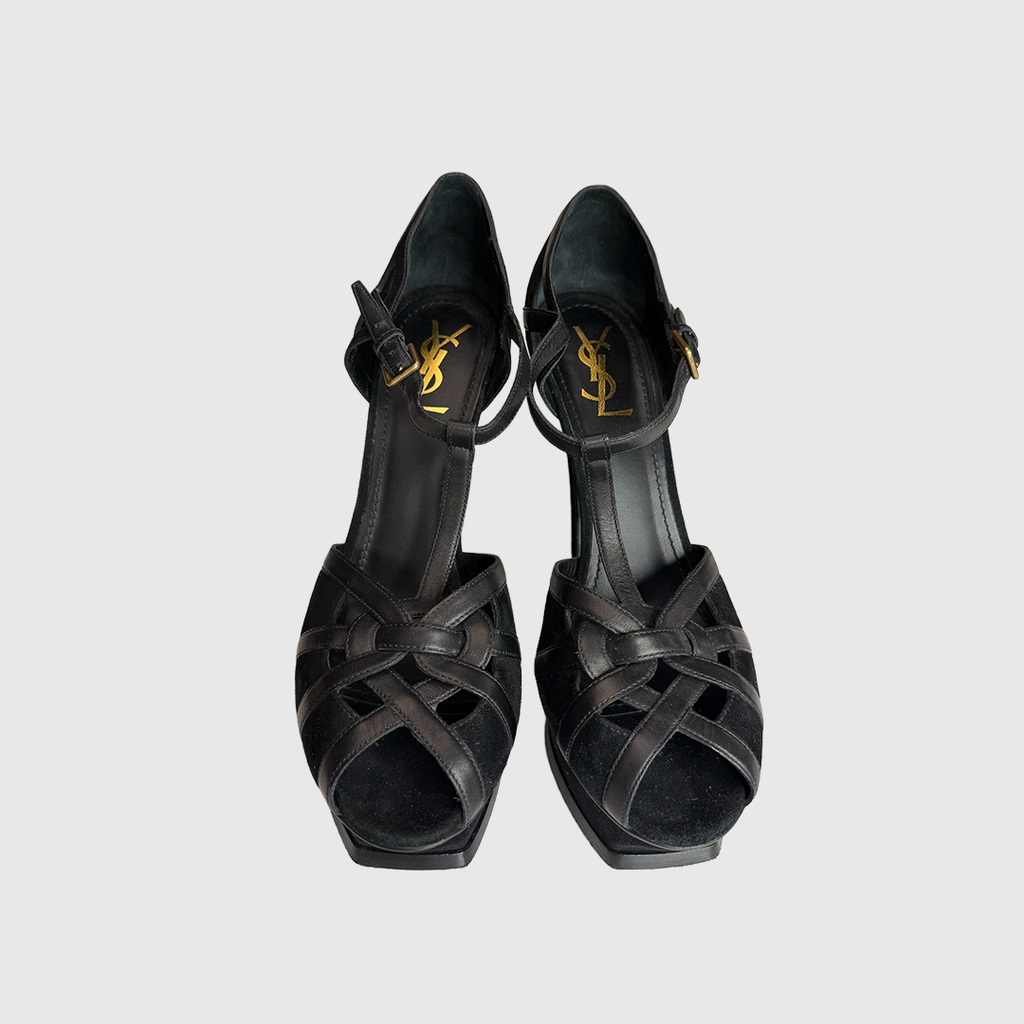 Yves Saint Laurent black Tribute platform heels