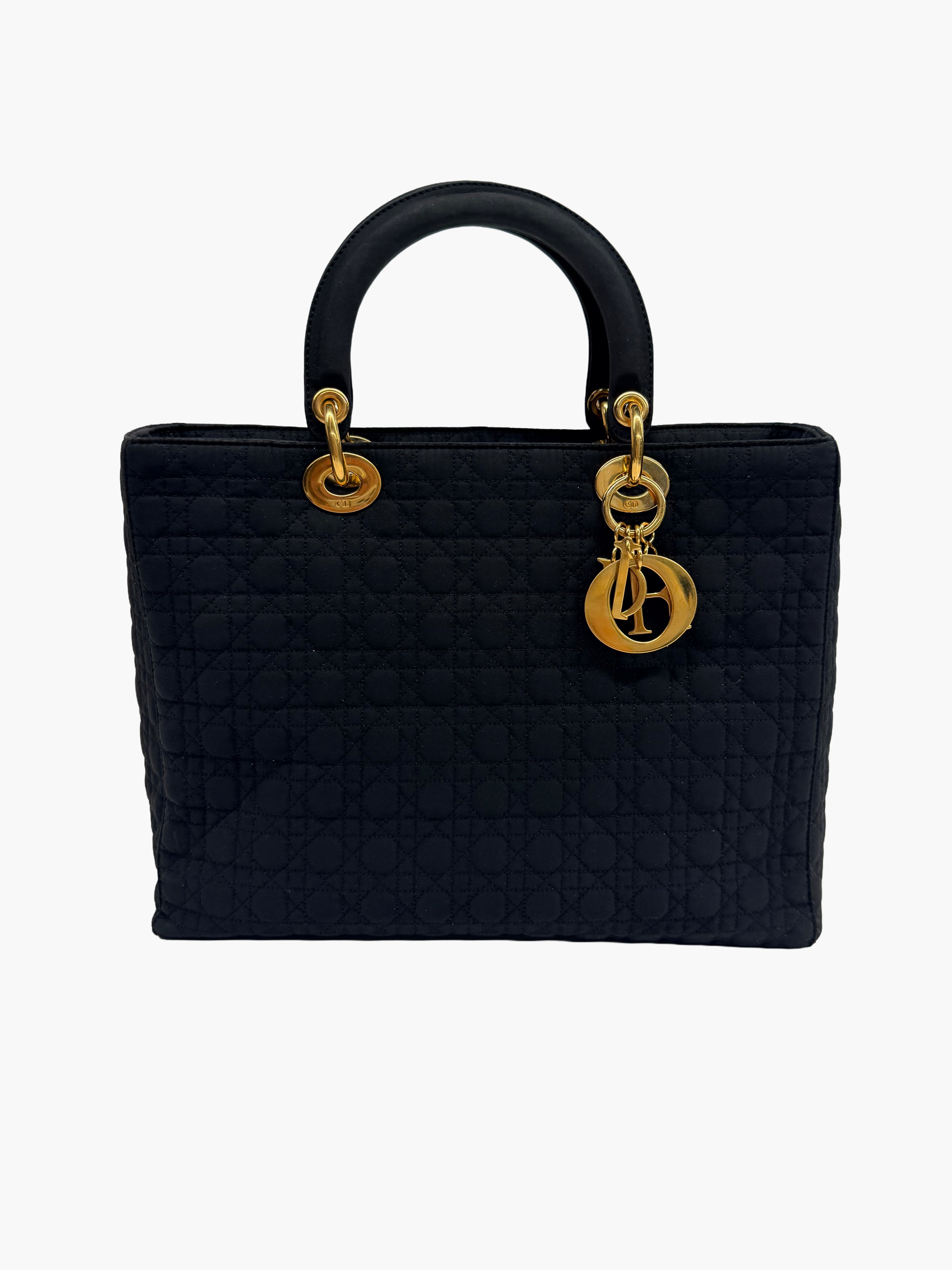 Vintage Lady Dior Large - Black Quilted Nylon