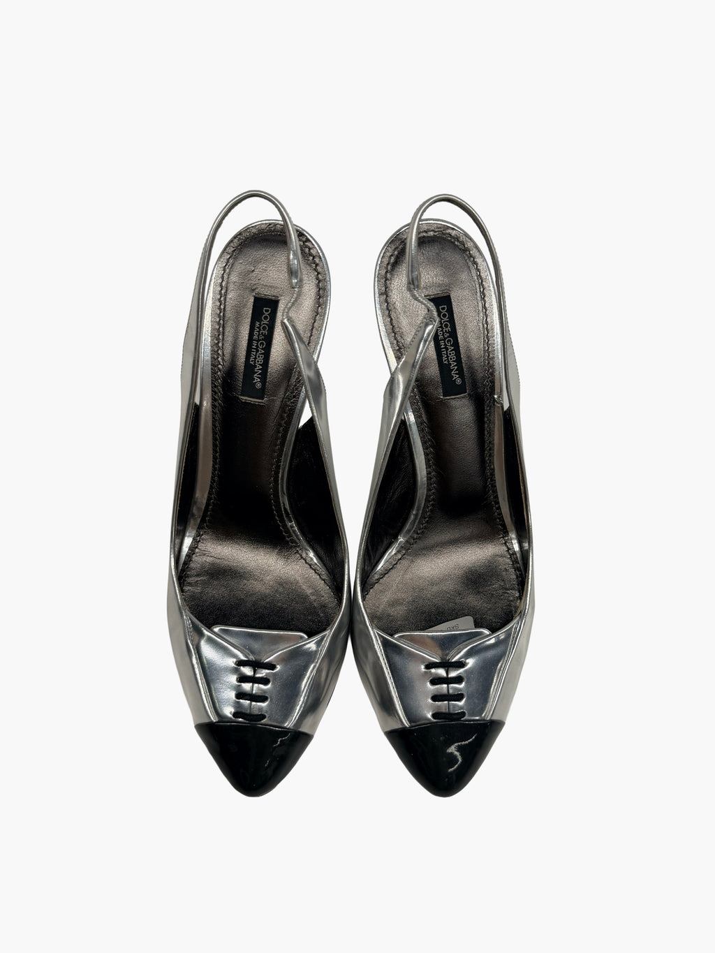 Dolce & Gabbana Metallic Lace-Up Slingbacks