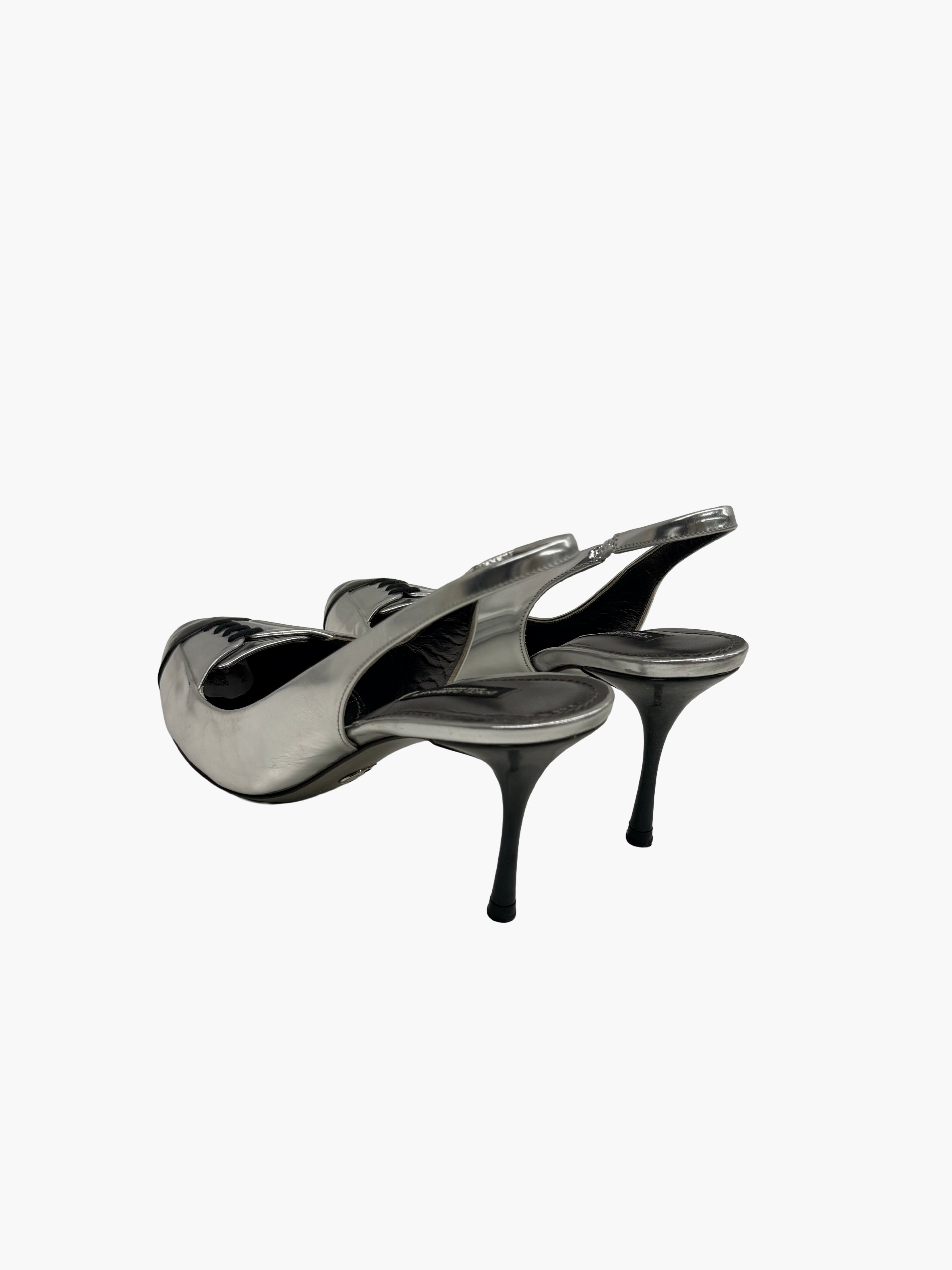 Dolce & Gabbana Metallic Lace-Up Slingbacks